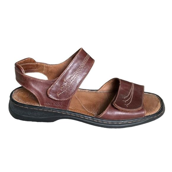 Josef Seibel Shoes - JOSEF SEIBEL Brown Leather Velcro Sandals 42